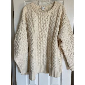 Oversized lambs wool cable knit sweater